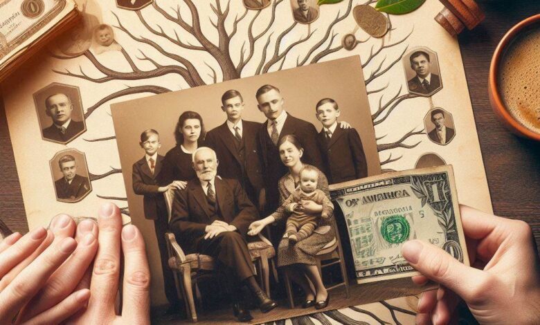 arvore genealógica foto de uma família uma nota de dólar