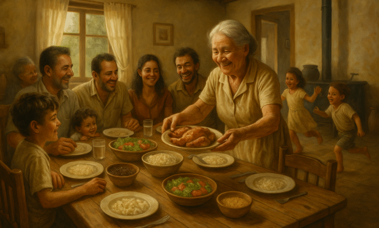 vovo servindo a mesa